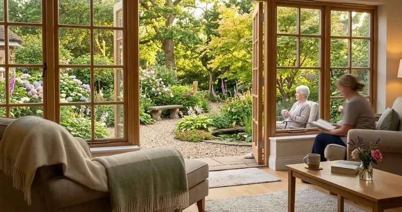 Hospiz und Patientenverfügung: würdevolle Palliativversorgung mit Blumen und Kerzen