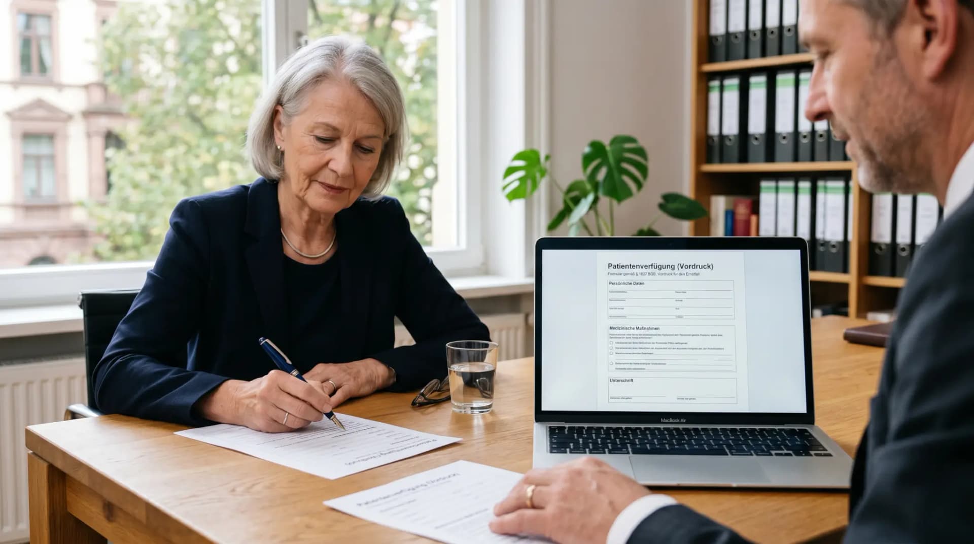 Patientenverfügung Vordruck als PDF auf einem Laptop-Bildschirm